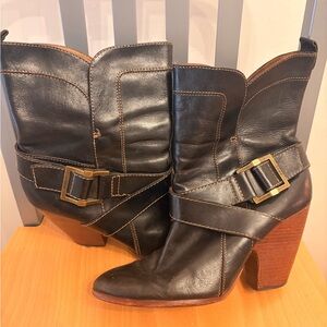 FRYE Black Leather Heeled Boots